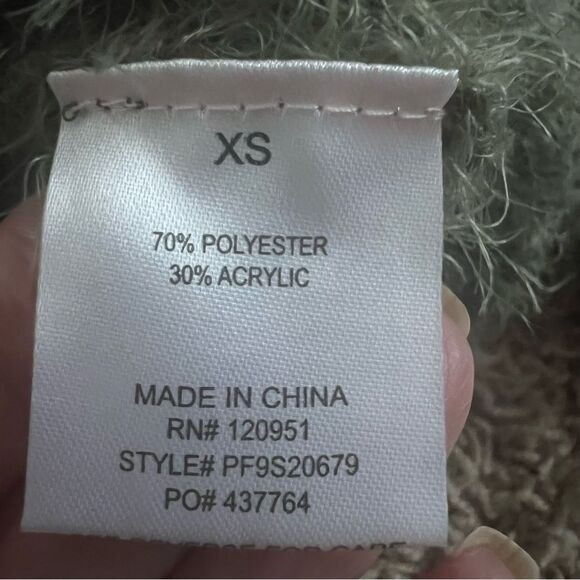 Pink Rose Eyelash Crew Neck Olive Green Long Sleeve Soft Cozycore Sweater SZ XS - Picture 7 of 9